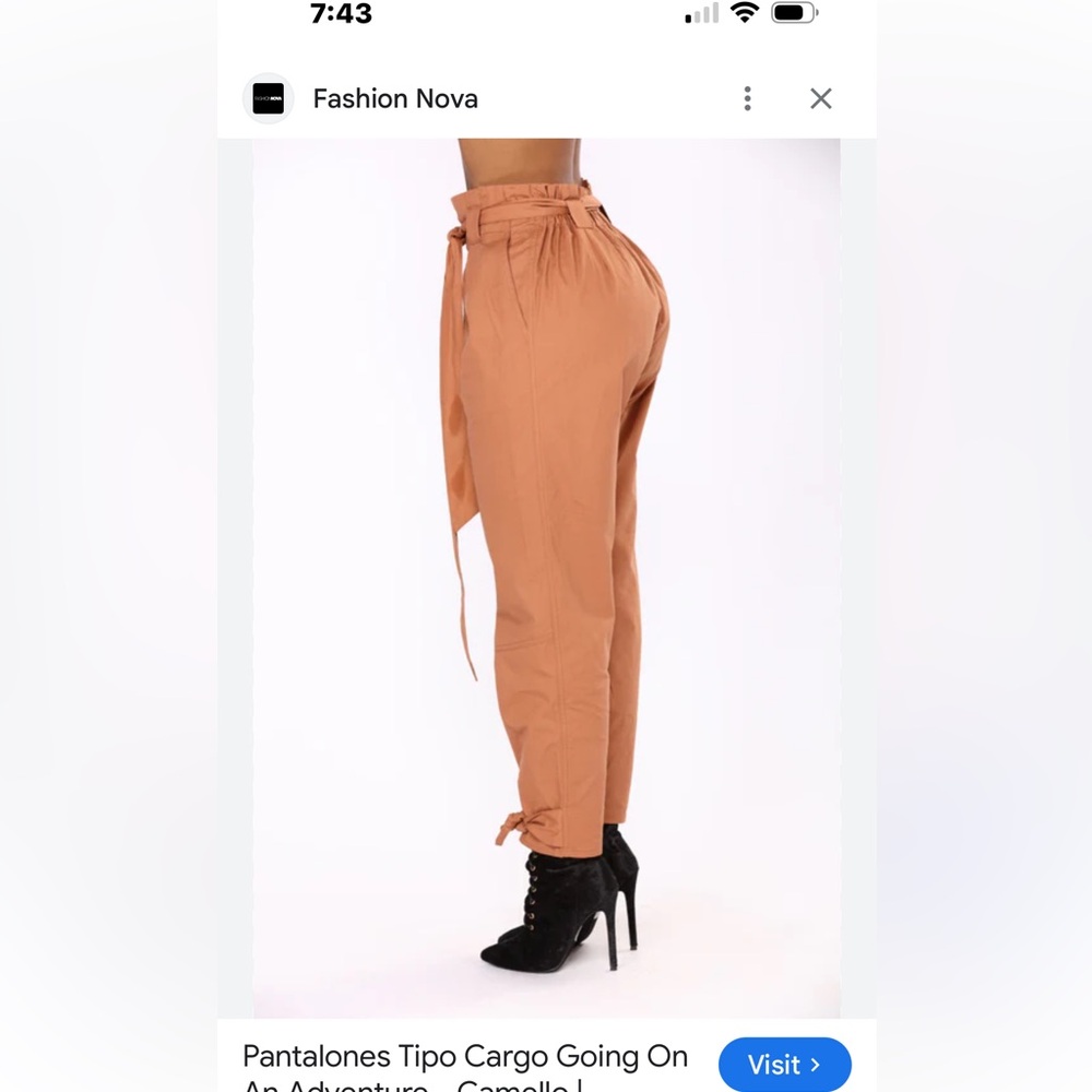 SHEIN High-Rise Tie-Hem Cropped Pants in Camel